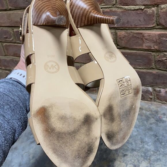 Michael Kors Nude Patent Joselle Open Toe Pump - Picture 7 of 12